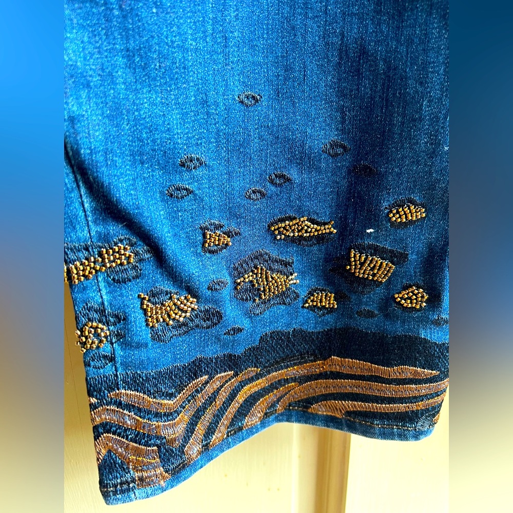 NWT Chico’s Animal Beaded Hem Ankle Jeans (pull on jegging)